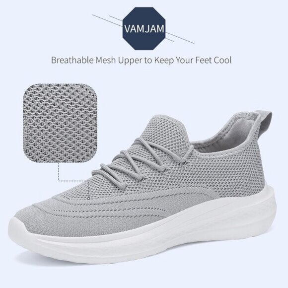 ⚡Men LightGray Fashion Mesh Non Slip Lightweight Workout Breathable Gym Sneakers - Picture 3 of 6